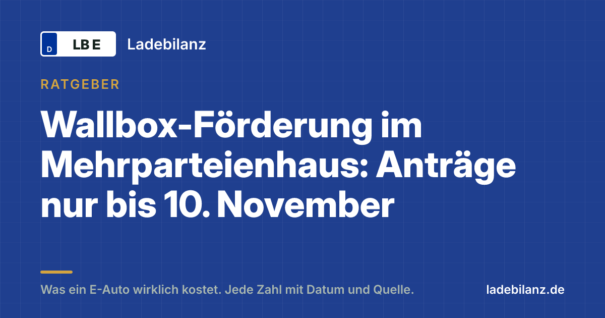 Wallbox-Förderung im Mehrparteienhaus: Anträge nur bis 10. November